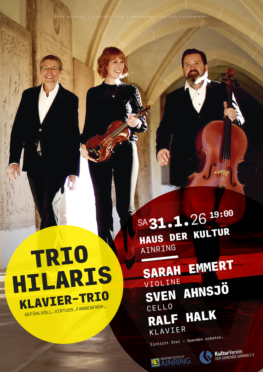 Der Kulturverein Ainring veranstaltet ein Konzert mit dem Trio Hilaris im Haus der Kultur Ainring am 31.01.2026